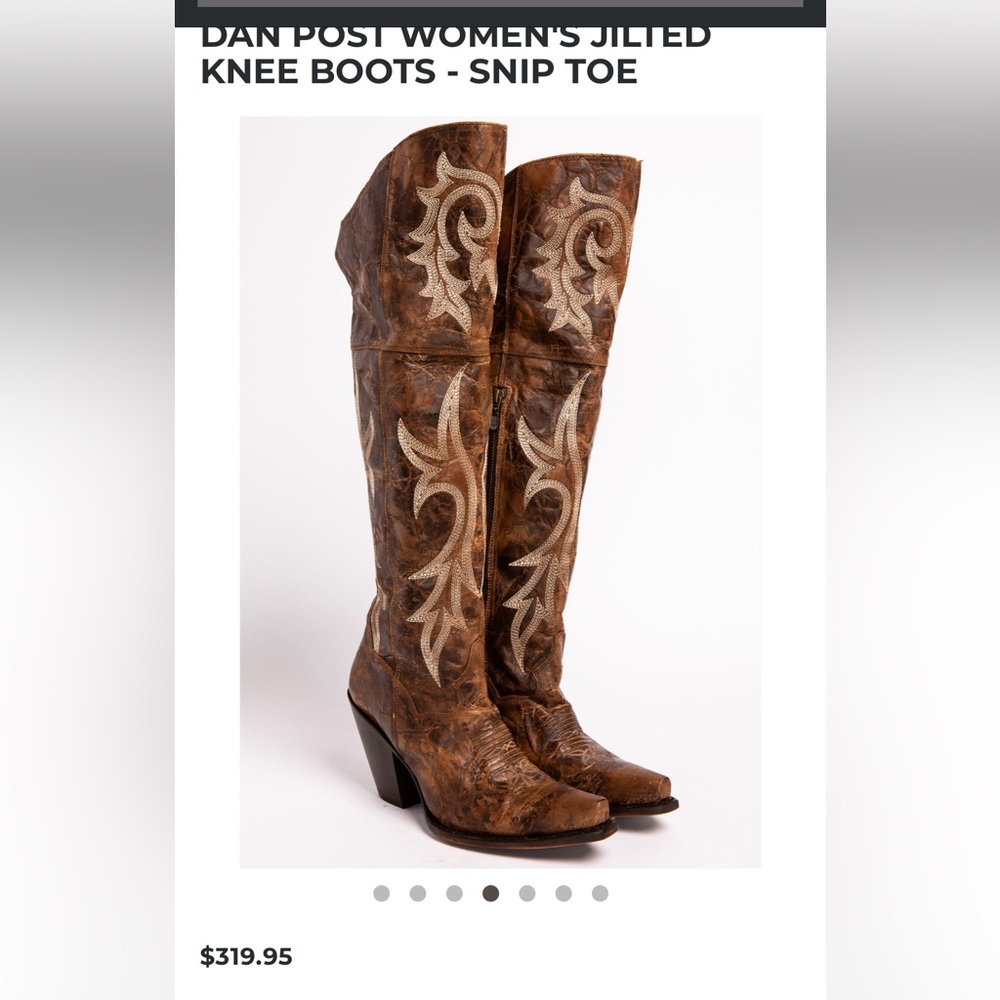 Dan Post over the knee genuine leather cowboy boots.